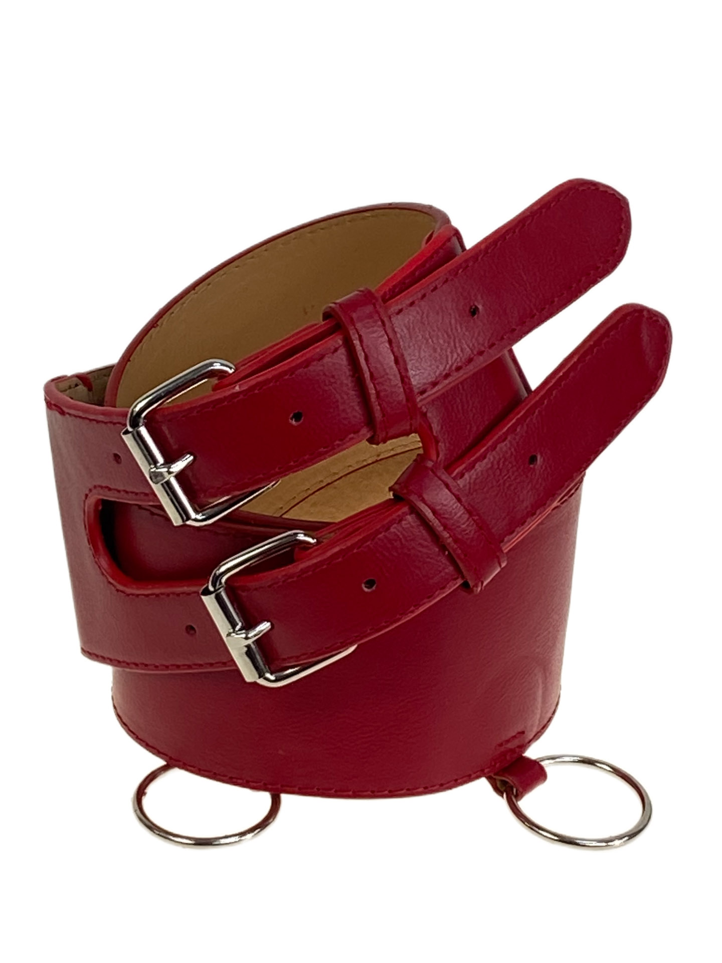 На фото 1 - Ремень женский широкий из искусственной кожи, цвет красный