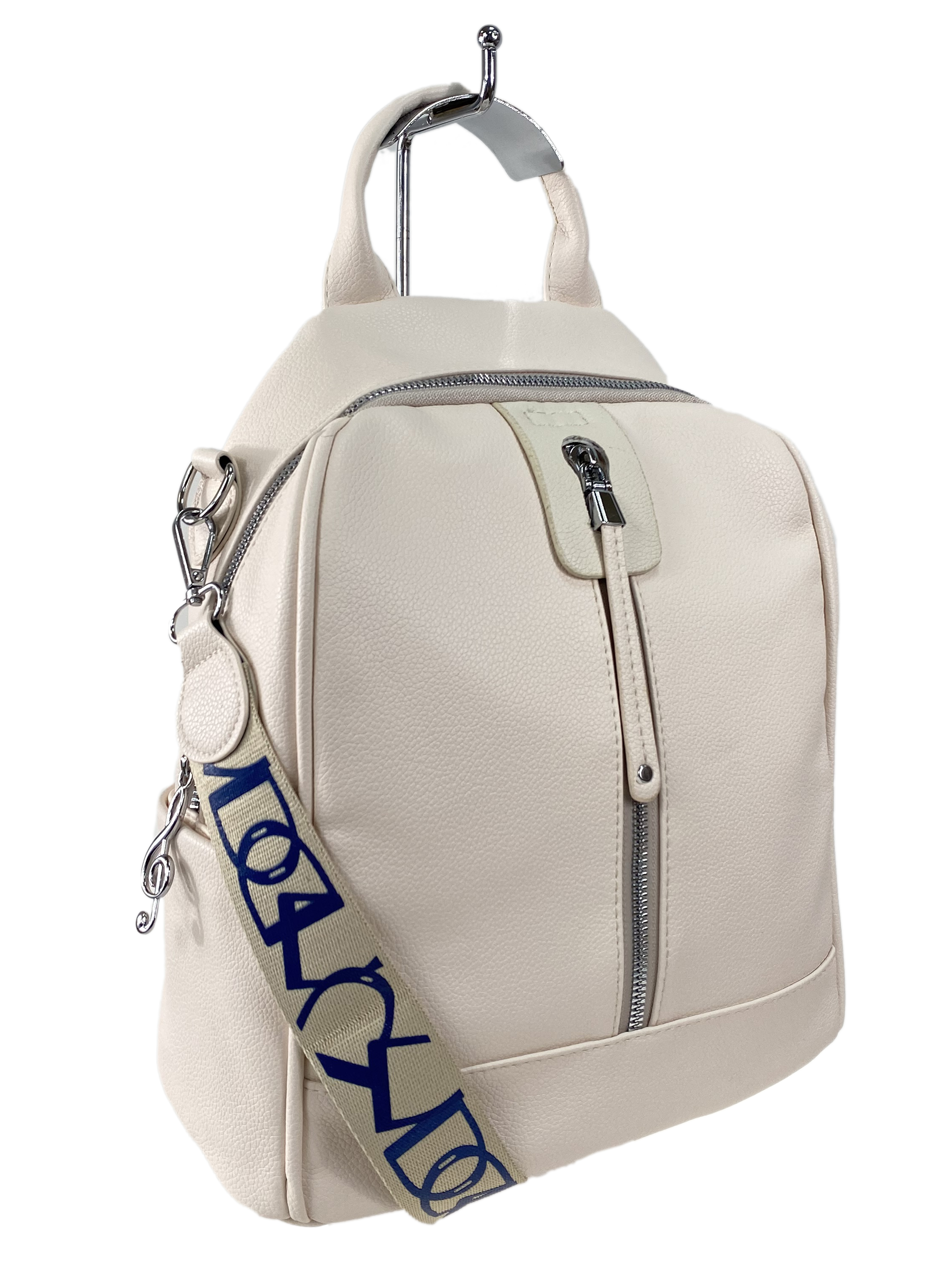 На фото 1 - Женская сумка-рюкзак  из искусственной кожи, цвет белый