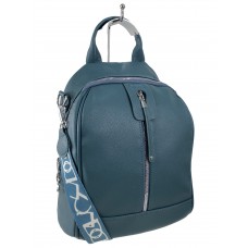 На фото 1 - Женская сумка-рюкзак  из искусственной кожи, цвет бирюза