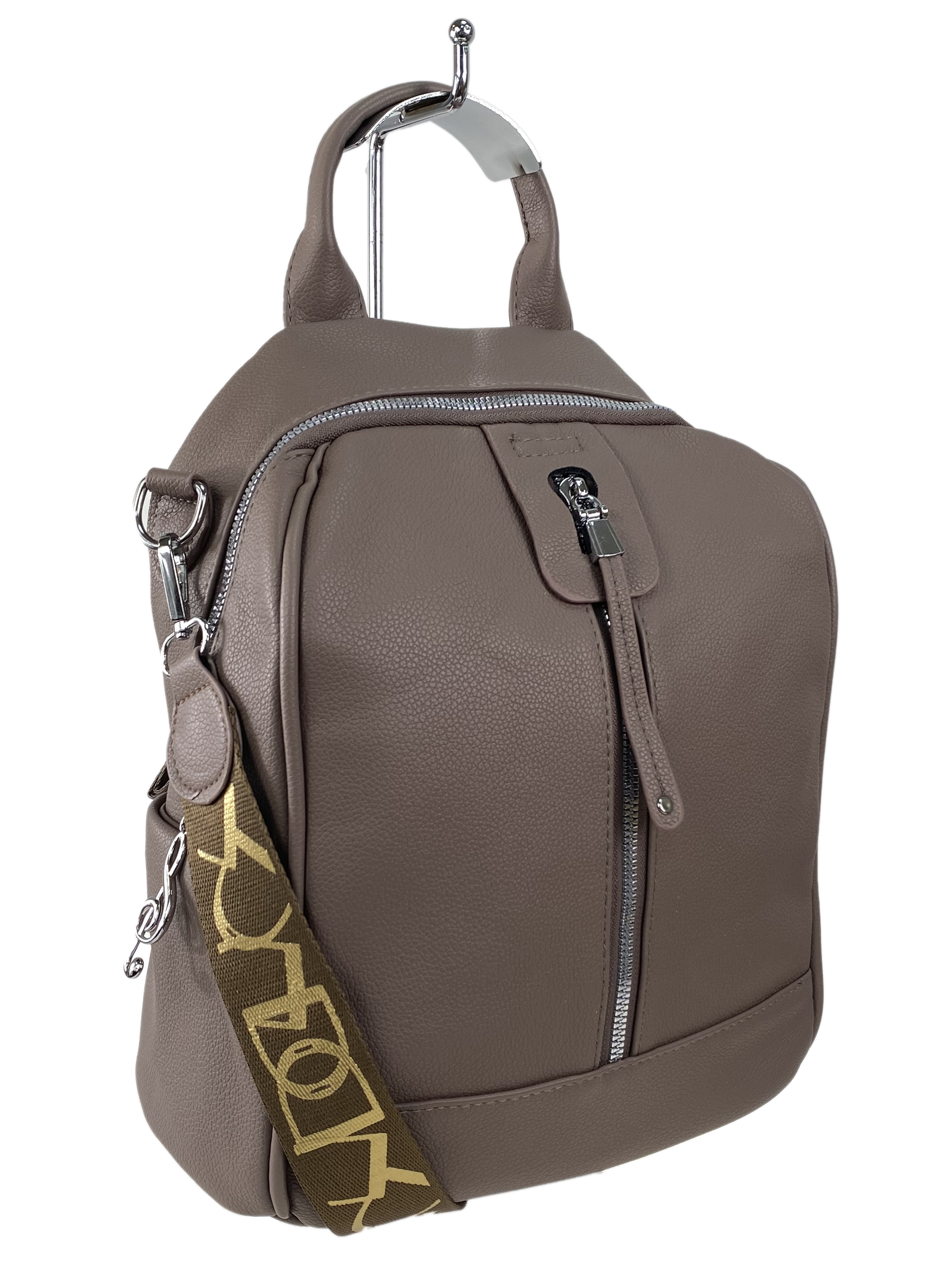 На фото 1 - Женская сумка-рюкзак  из искусственной кожи, цвет какао