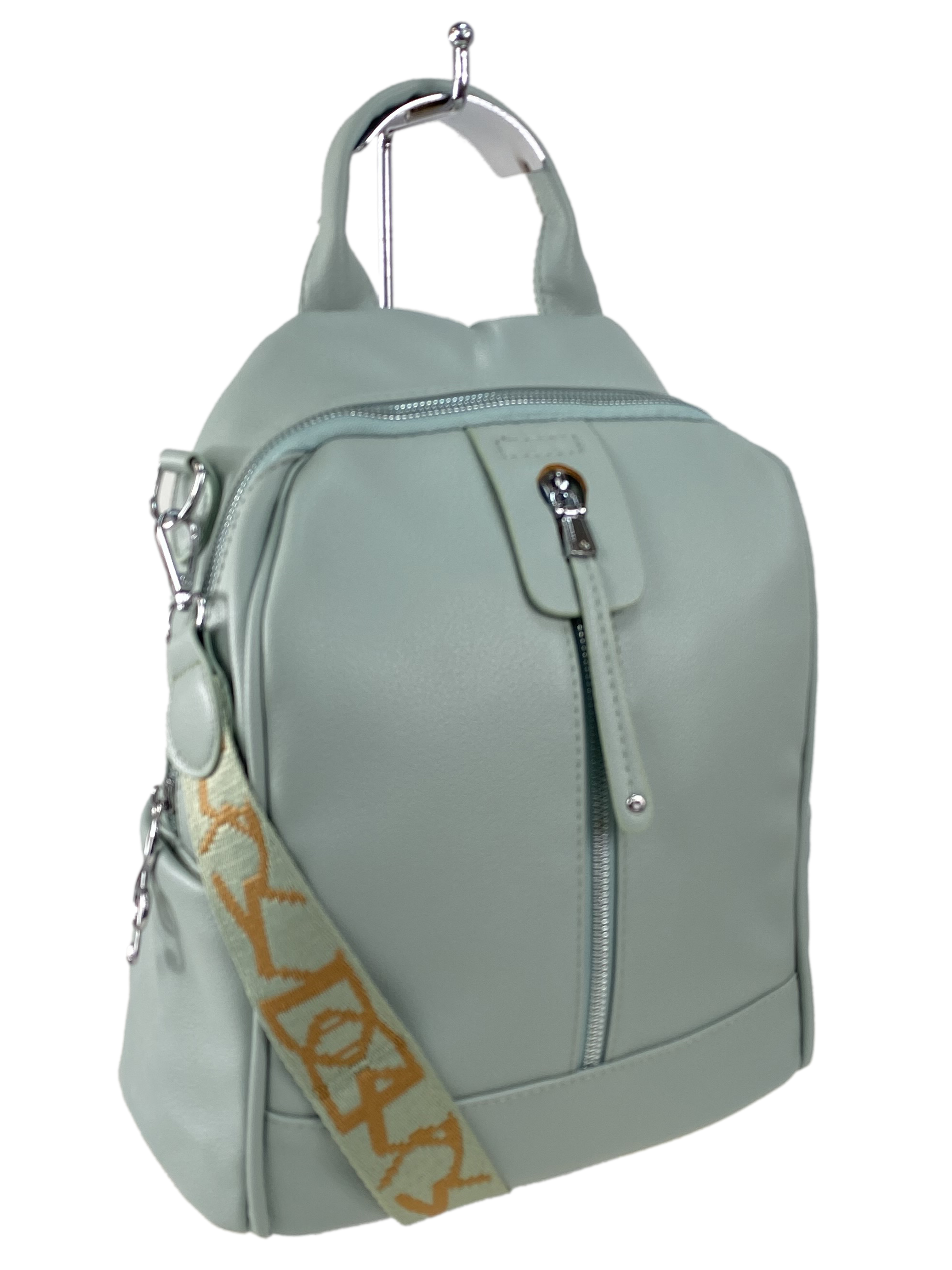 На фото 1 - Женская сумка-рюкзак  из искусственной кожи, цвет  зеленый