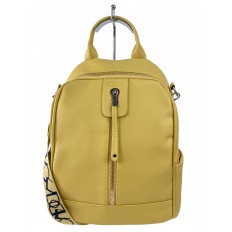 На фото 2 - Женская сумка-рюкзак  из искусственной кожи, цвет желтый