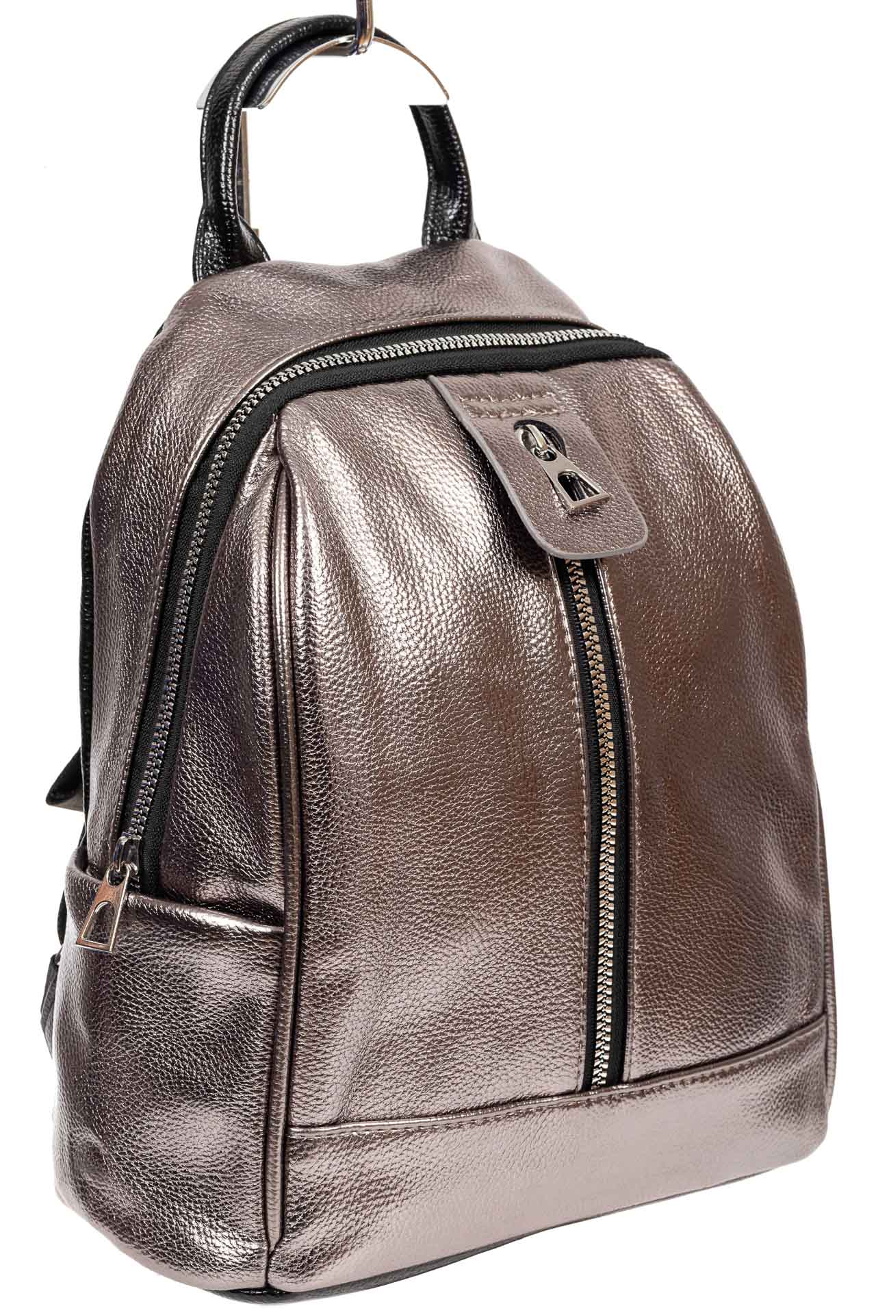 На фото 1 - Рюкзак молодёжный из экокожи, цвет бронзовый с чёрным