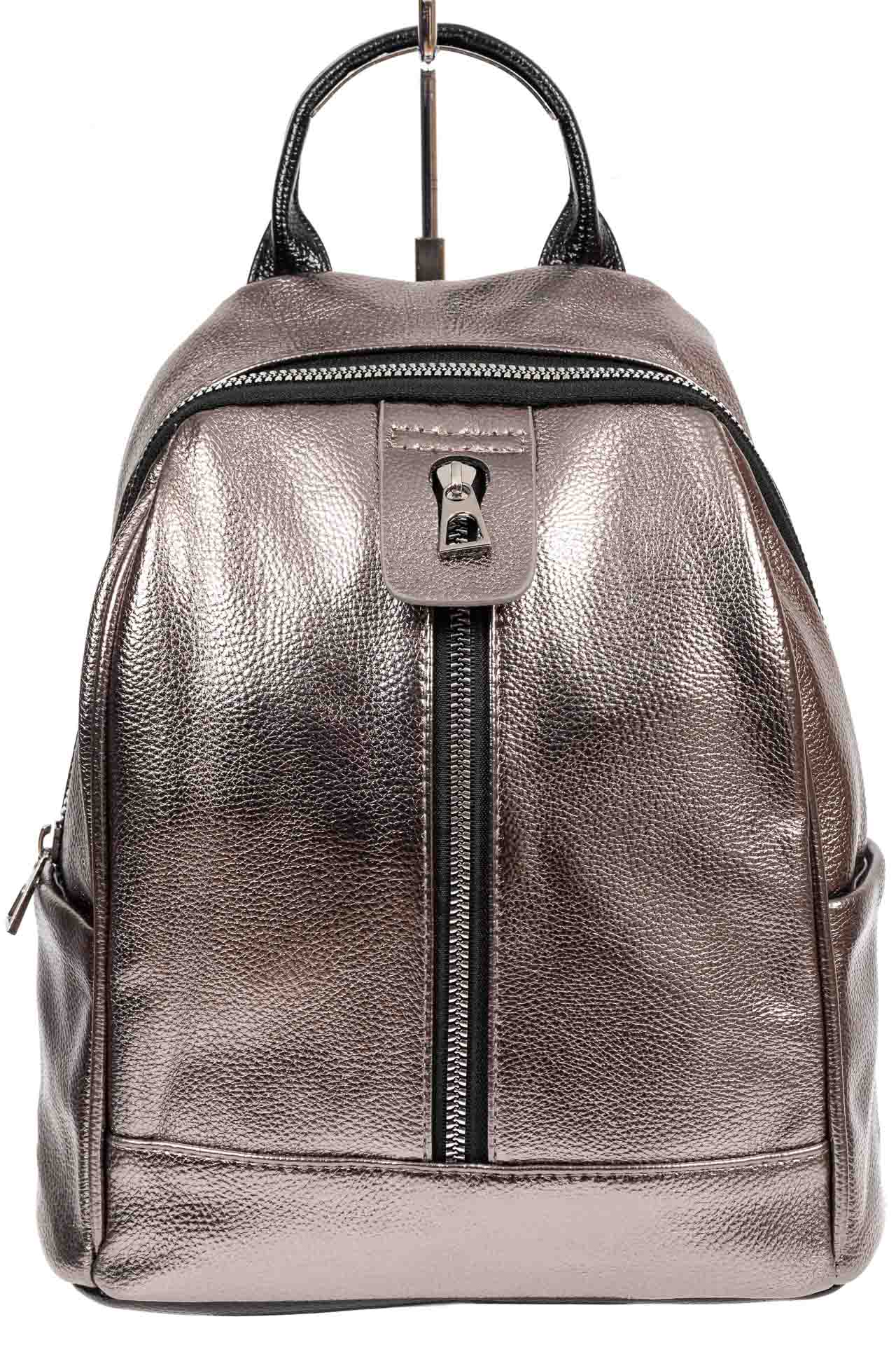 На фото 2 - Рюкзак молодёжный из экокожи, цвет бронзовый с чёрным