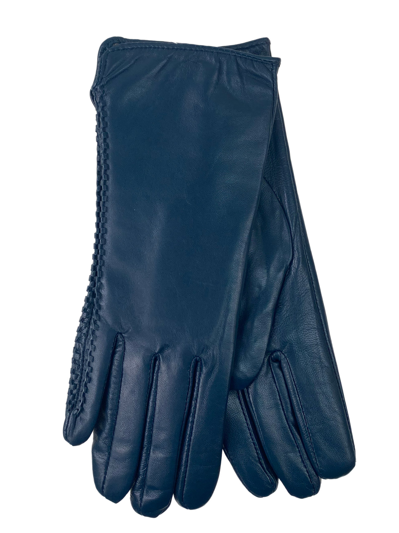 На фото 1 - Женские перчатки из натуральной кожи, цвет синий