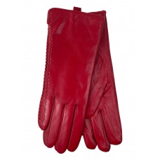 На фото 1 - Женские перчатки из натуральной кожи, цвет красный