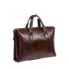 На фото 1 - Мужской кожаный портфель, цвет коричневый