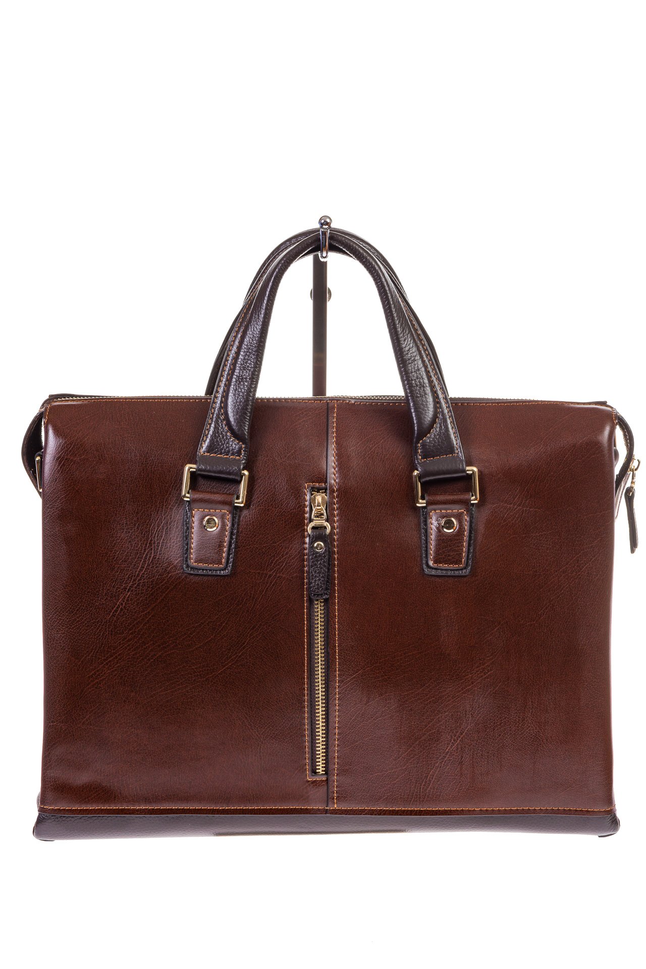 На фото 3 - Мужской кожаный портфель, цвет коричневый
