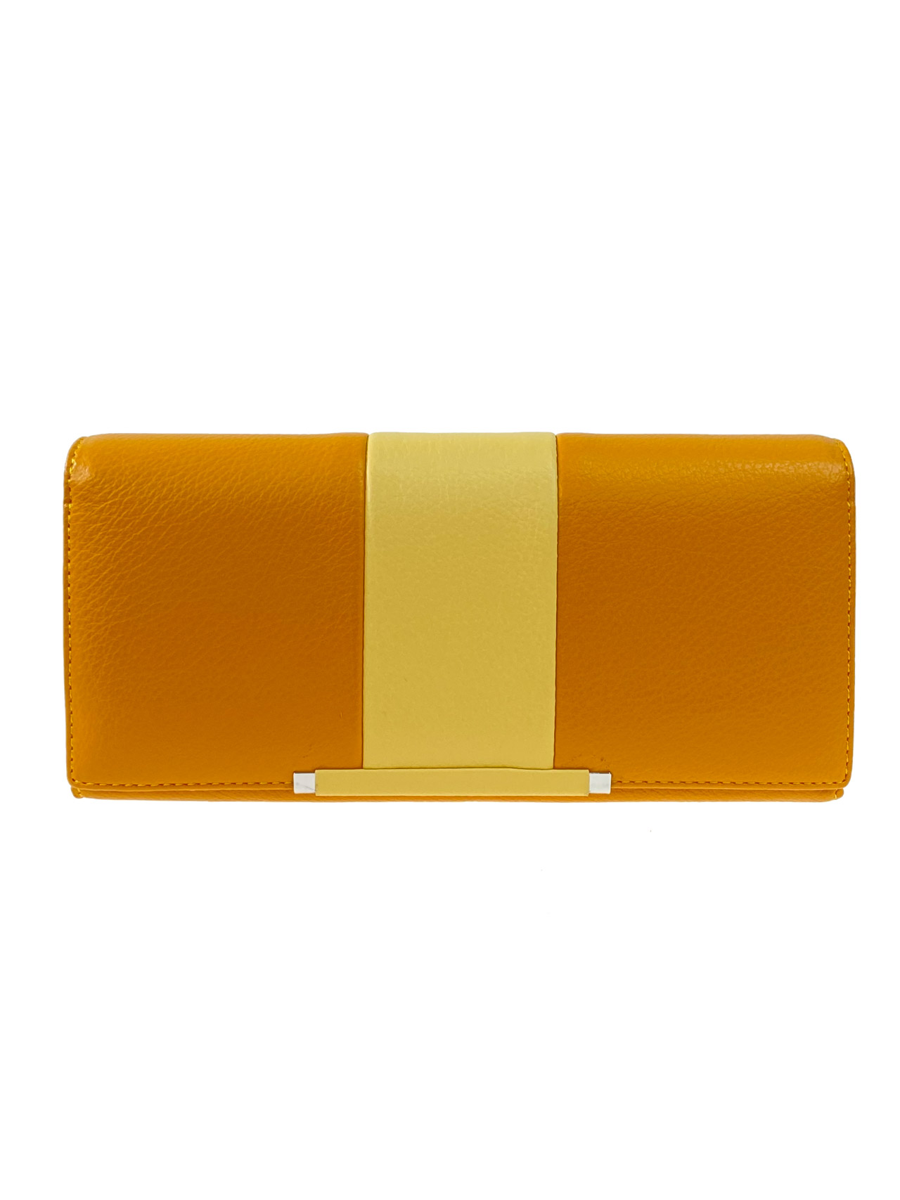 На фото 1 - Женский кошелёк с фермуаром из  искусственной кожи, цвет желтый