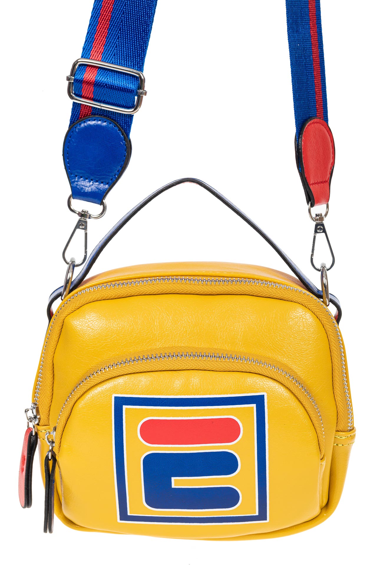 На фото 2 - Летняя сумка-малышка из искусственной кожи с принтом, цвет жёлтый