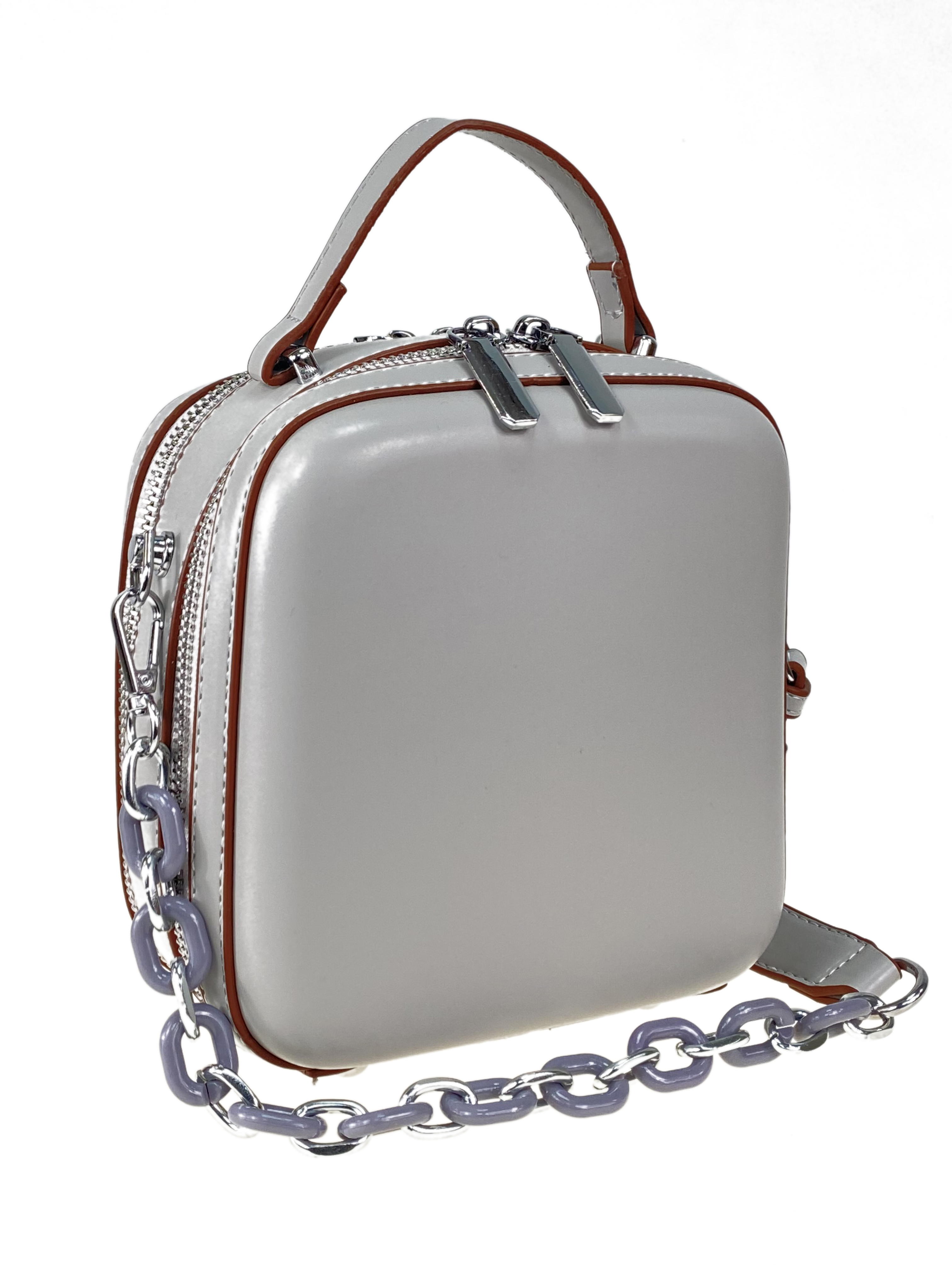 На фото 3 -  Женская сумка кросс-боди из искусственной кожи, цвет серый