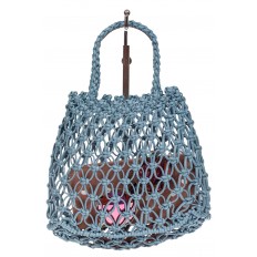 На фото 2 - Женская плетеная сумка-авоська из эко-кожи, цвет голубой