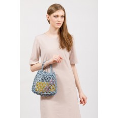 На фото 5 - Женская плетеная сумка-авоська из эко-кожи, цвет голубой
