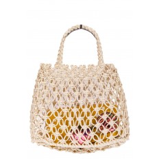 На фото 2 - Женская плетеная сумка-авоська из эко-кожи, цвет бежево-молочный