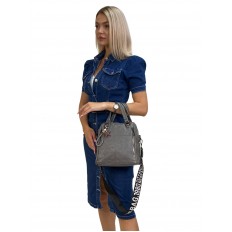 На фото 3 - Женская сумка-рюкзак трансформер из искусственной кожи цвет серый
