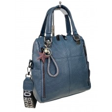 На фото 1 - Женская сумка-рюкзак трансформер из искусственной кожи цвет синий