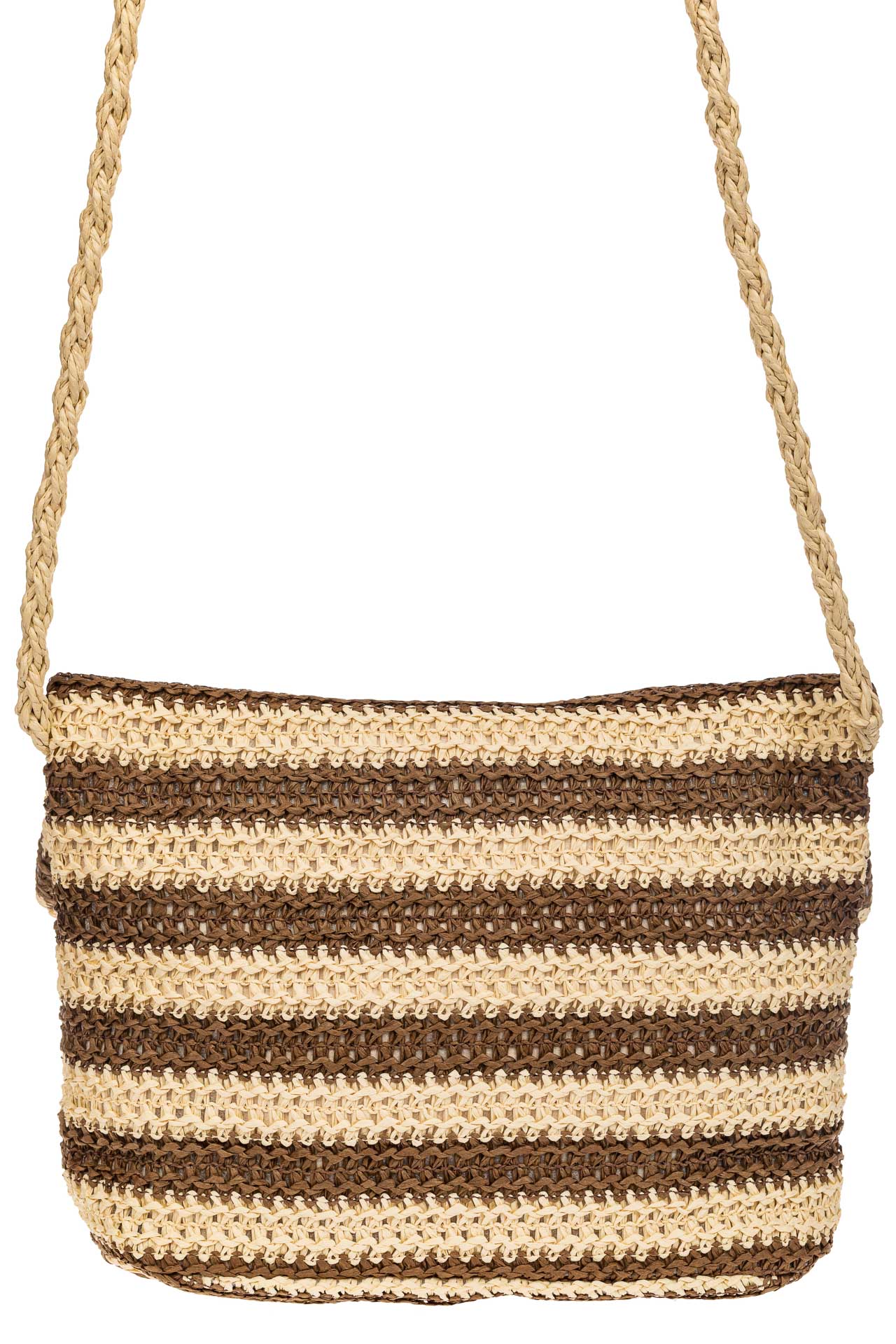 На фото 3 - Женская сумка конверт из соломы, цвет песочный в полоску