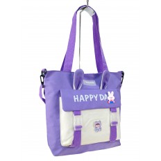 На фото 3 - Молодежная  сумка шоппер из текстиля, цвет сиреневый
