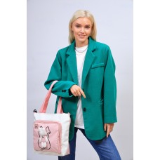 На фото 1 - Молодежная  сумка шоппер из текстиля, цвет белый с  розовым