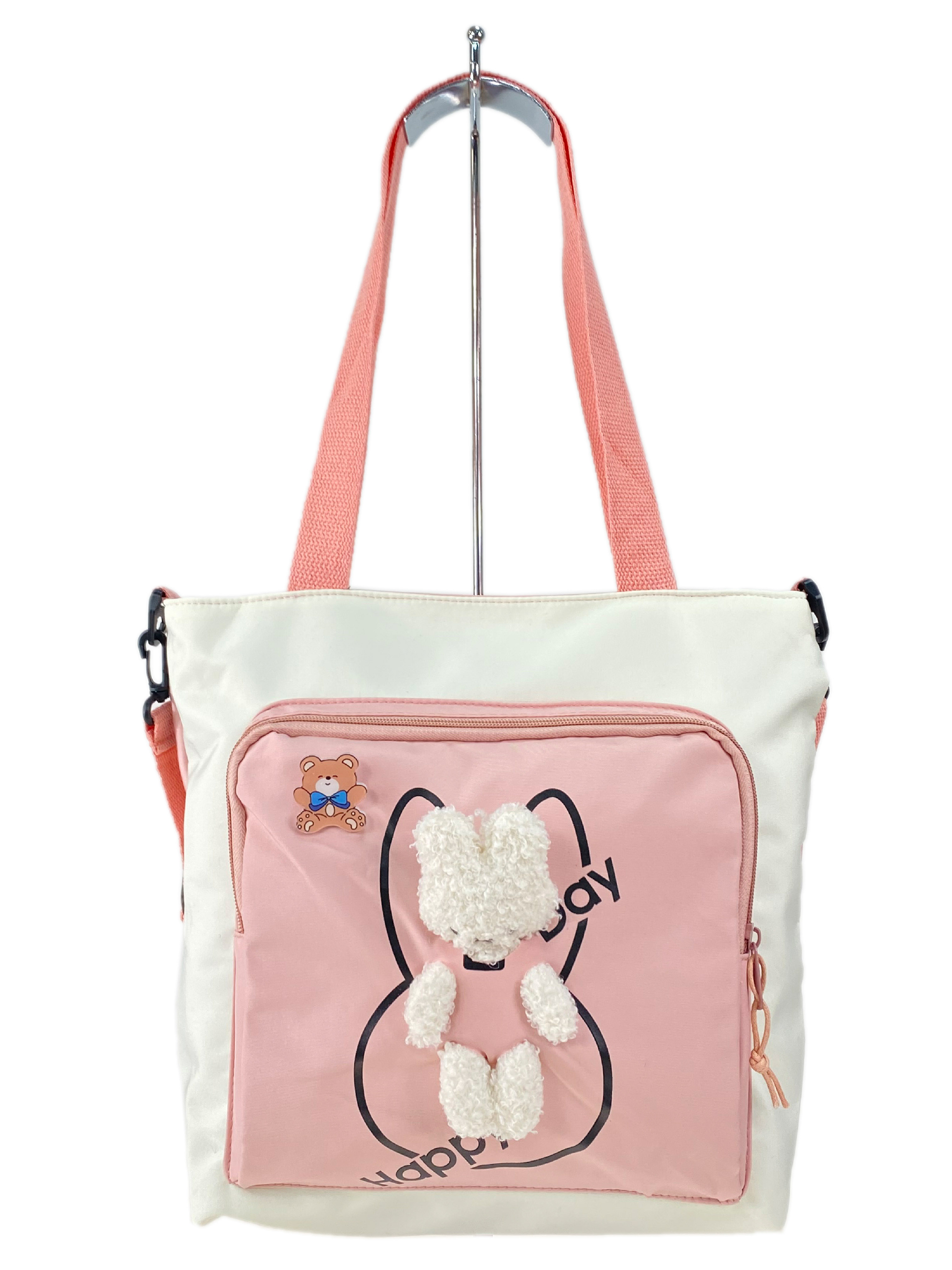 На фото 2 - Молодежная  сумка шоппер из текстиля, цвет белый с  бирюзовым