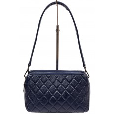 На фото 2 - Женская стёганая сумка из кожи, цвет синий
