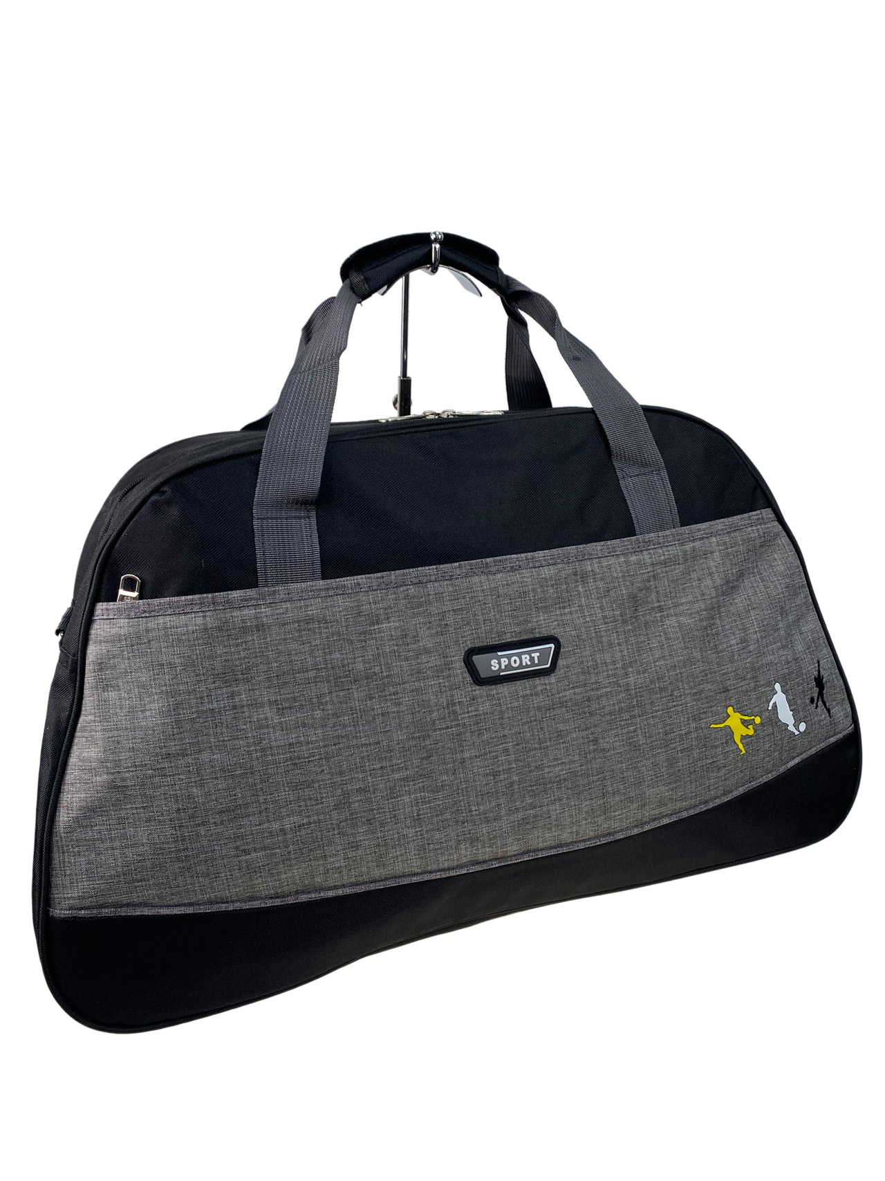 На фото 1 - Дорожная сумка из текстиля, цвет черный с серым 