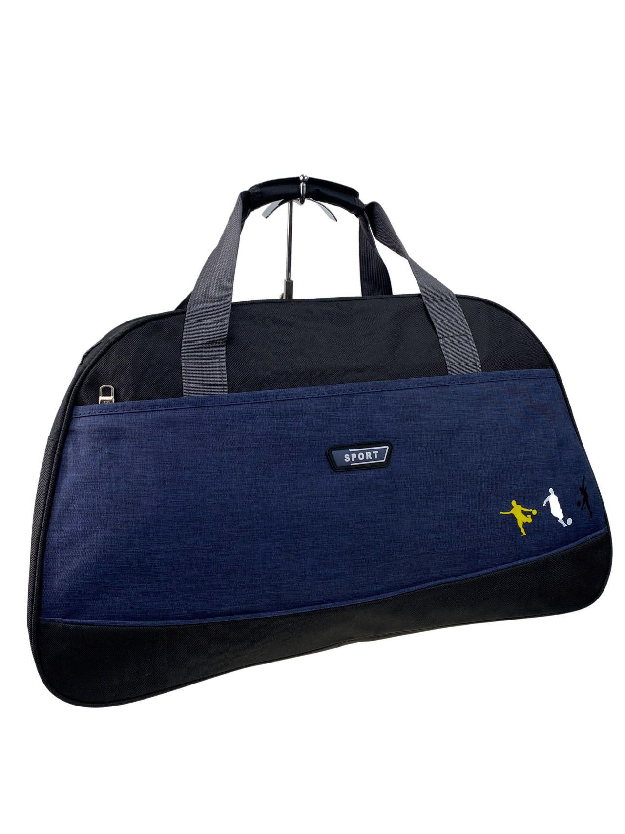 На фото 1 - Дорожная сумка из текстиля, цвет черный с синим