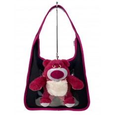 На фото 2 - Текстильная сумка с игрушкой, цвет черный с фуксией