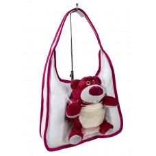 На фото 1 - Текстильная сумка с игрушкой, цвет белый с фуксией
