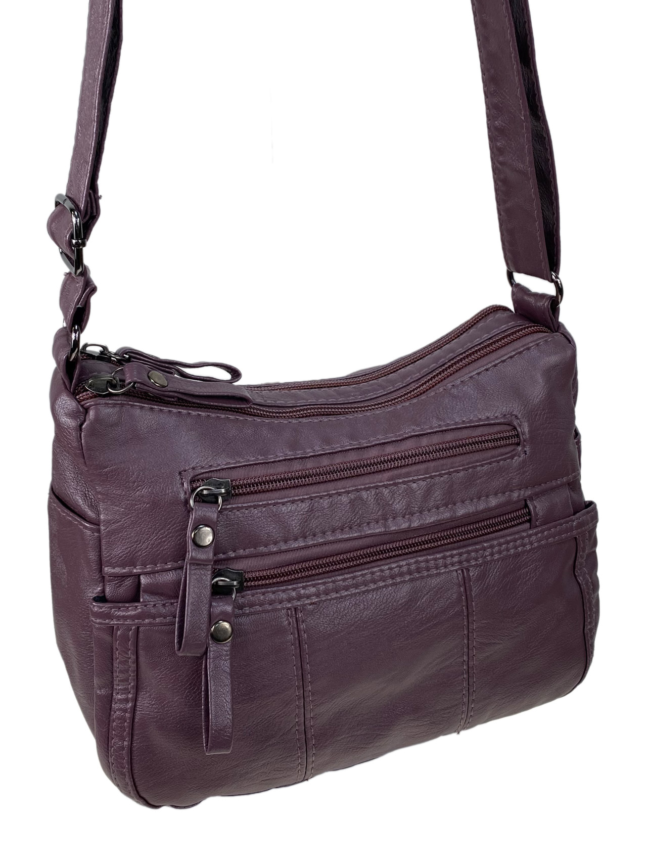 На фото 1 - Женская классическая  сумка из искусственной кожи, цвет темная пудра