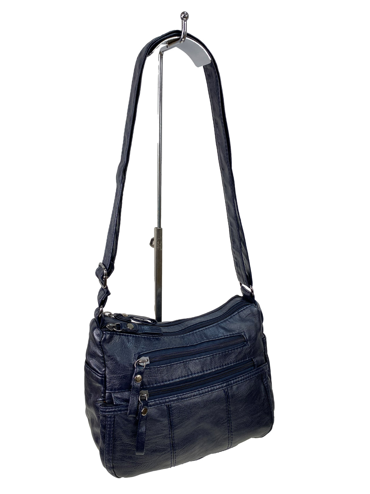На фото 1 - Женская классическая  сумка из искусственной кожи, цвет синий