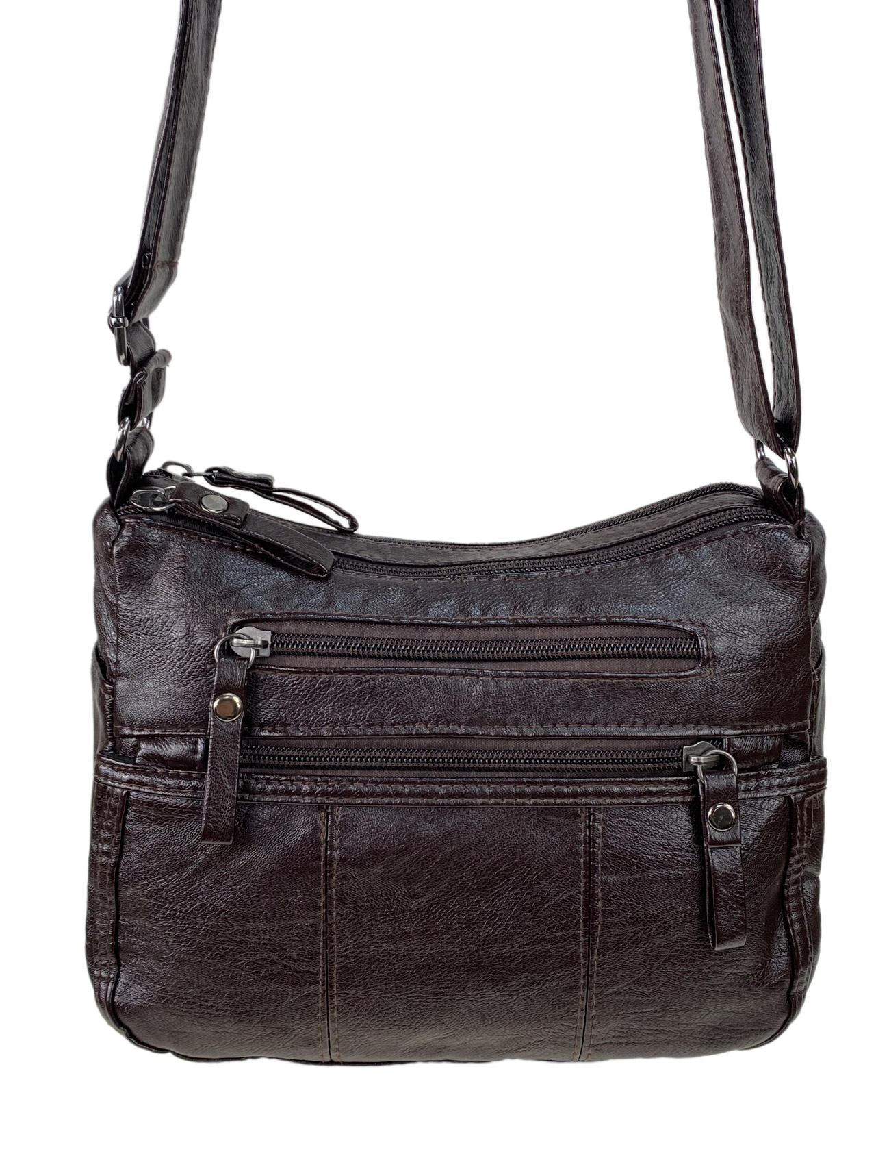 На фото 2 - Женская классическая  сумка из искусственной кожи, цвет шоколад