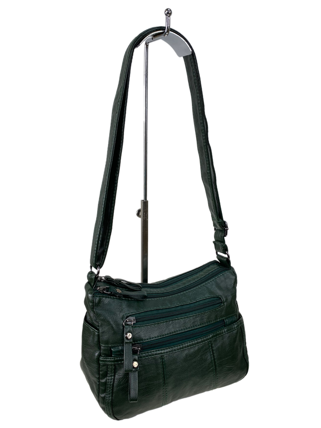 На фото 1 - Женская классическая  сумка из искусственной кожи, цвет зеленый