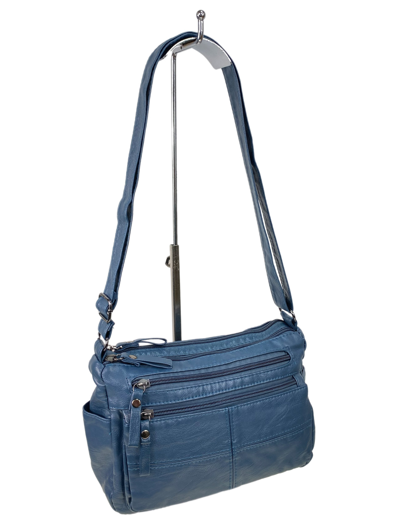 На фото 1 - Женская сумка из искусственной кожи, цвет бирюзовый