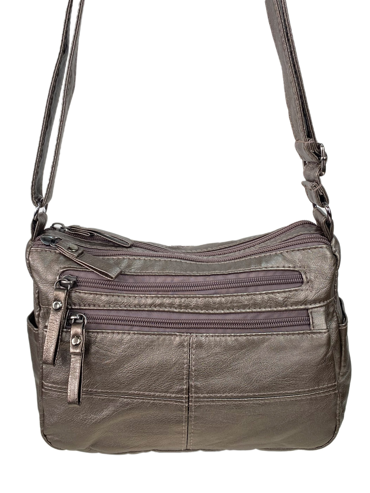 На фото 2 - Женская сумка из искусственной кожи, цвет бронза