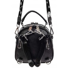 На фото 3 - Круглая сумка-рюкзак из искусственной кожи, цвет черный