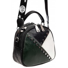 На фото 1 - Круглая сумка-рюкзак из экокожи, цвет зеленый