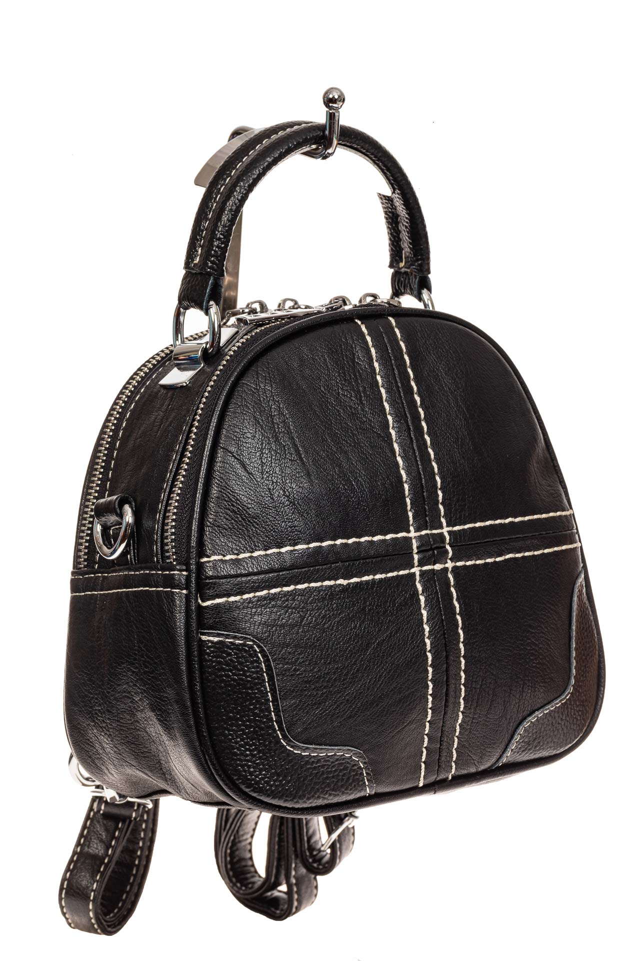 На фото 1 - Сумка-рюкзак из искусственной кожи, цвет черный с белым