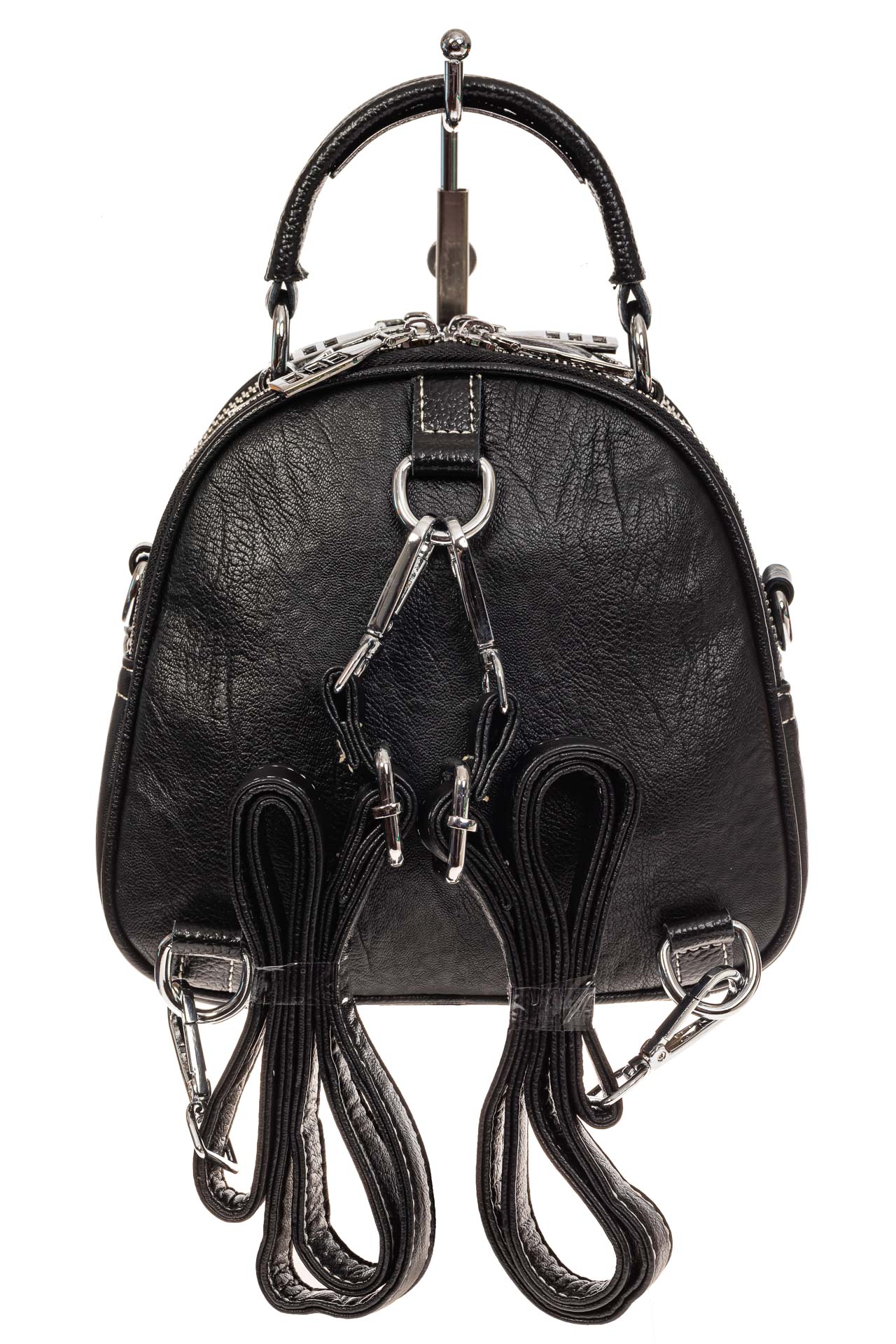 На фото 2 - Сумка-рюкзак из искусственной кожи, цвет черный с белым