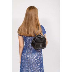 На фото 4 - Сумка-рюкзак из искусственной кожи, цвет черный с белым