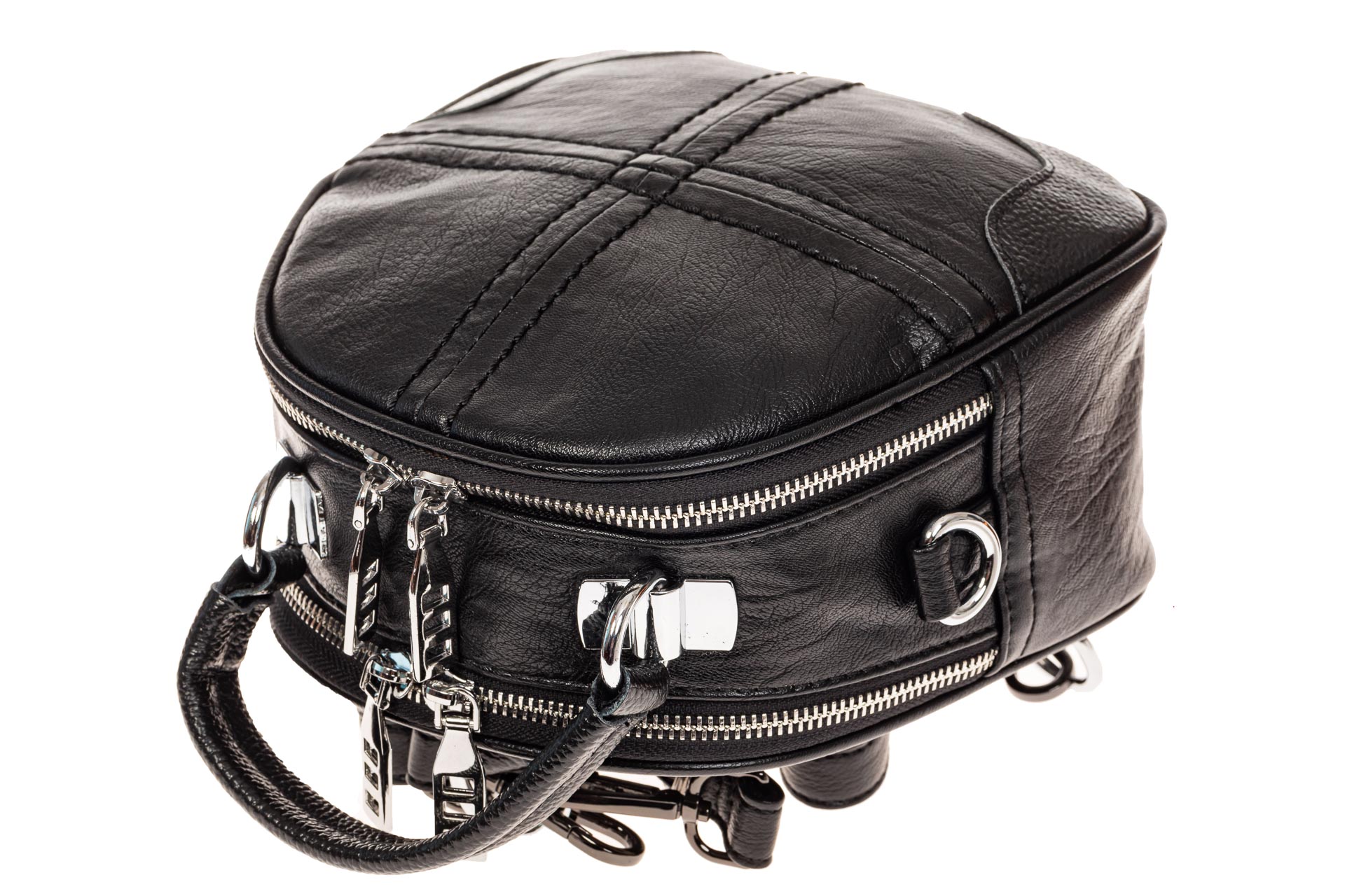 На фото 3 - Сумка-рюкзак из искусственной кожи, цвет черный