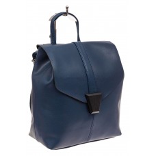 На фото 1 - Женский рюкзак трансформер из натуральной кожи, цвет синий
