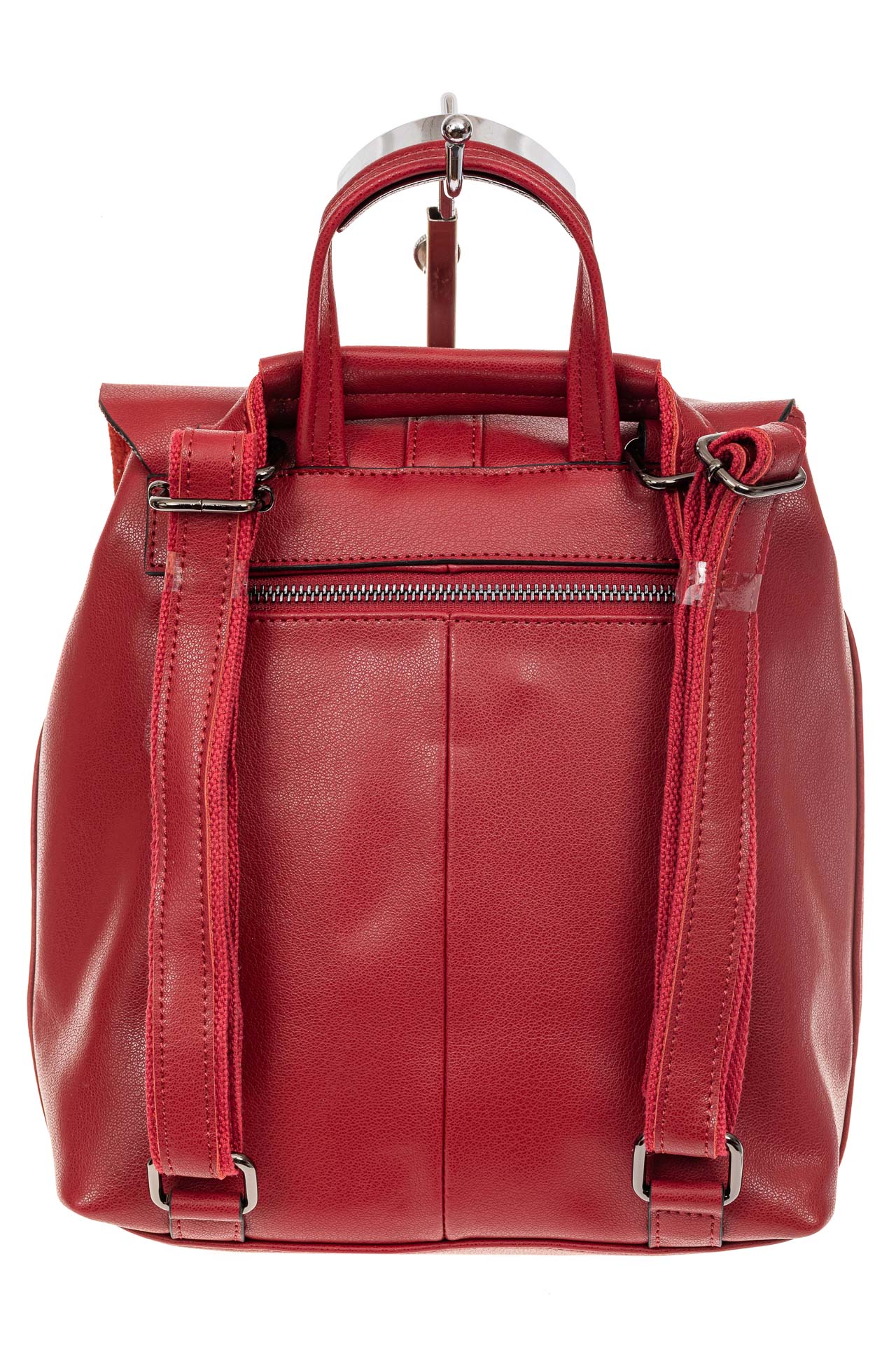 На фото 3 - Женский рюкзак трансформер из натуральной кожи, цвет красный