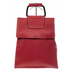 На фото 2 - Женский рюкзак трансформер из натуральной кожи, цвет красный
