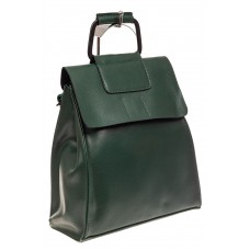 На фото 1 - Женский рюкзак трансформер из натуральной кожи, цвет зеленый