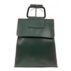 На фото 2 - Женский рюкзак трансформер из натуральной кожи, цвет зеленый