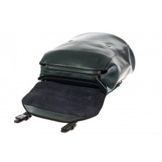 На фото 4 - Женский рюкзак – трансформер из натуральной кожи темно-зеленого цвета 3005