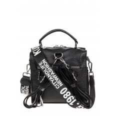 На фото 3 - Компактная сумка-рюкзак из искусственной кожи, цвет чёрный
