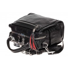 На фото 4 - Компактная сумка-рюкзак из искусственной кожи, цвет чёрный