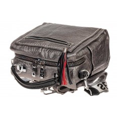 На фото 4 - Компактная сумка-рюкзак из искусственной кожи, цвет серебро